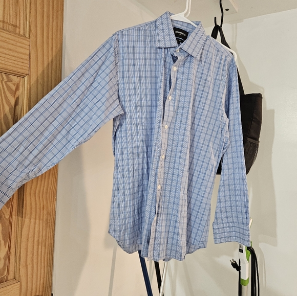 Bonobos Jetsetter 17/35 Slim Fit Long Sleeve Button Up Shirt Blue Checkered - Picture 1 of 6